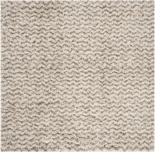 Miniatura 8 de SAFAVIEH Colección Hudson Shag SGH330A - Alfombra redonda de área de 2 pulgadas de grosor, diseño cheurón, 8 pies, color marfil y gris