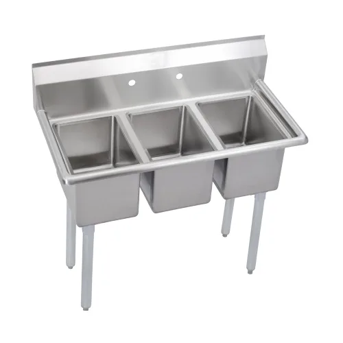 Elkay Foodservice Fregadero de 3 compartimentos, 39 x 19.75 pulgadas OA, altura de trabajo de 36 pulgadas, cuenco de 10 x 14, 10 profundos,