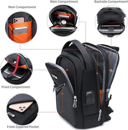 Miniatura 12 de DUSLANG Mochila de hombro para senderismo, bolsa cruzada para hombres, bolsas de pecho con puerto de cargador USB para campamento casual, ciclismo