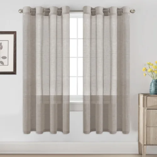 Miniatura 34 de H.VERSAILTEX Cortinas de 96 pulgadas de largo, cortinas de lino/cortinas transparentes de mezcla de lino natural/paneles/cortinas para sala