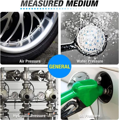 Miniatura 7 de MEANLIN MEASURE Inflador de neumáticos rojo resistente con medidor de presión de 120 PSI, manguera de 15 pulgadas de doble cabezal y herramientas