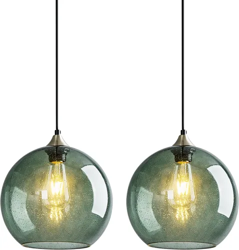 Miniatura 27 de Luces colgantes de vidrio marrón claro, iluminación de isla de cocina, lámparas colgantes de globo, iluminación colgante moderna para dormitorio