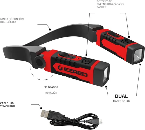 Miniatura 6 de EZRED ANYWEAR - Luz de cuello recargable para iluminación manos libres - NK15, luz perfecta para mecánicos, camping, caza, proyectos de bricolaje