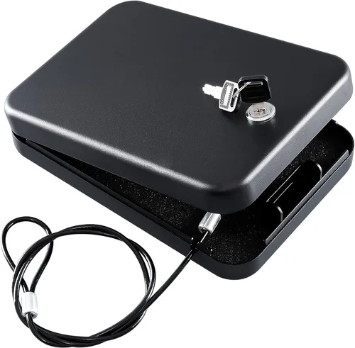 Miniatura 8 de Dalmbox - Caja fuerte para pistolas, caja de seguridad pequeña para pistolas de mano con cerradura de combinación, caja fuerte portátil para viajes