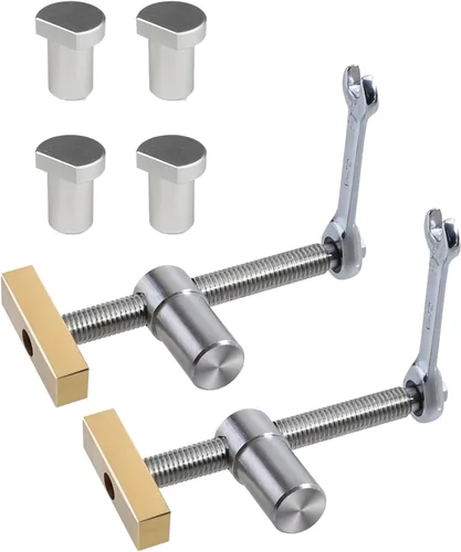 Miniatura 10 de 2 abrazaderas para perro de banco para agujero de 0.78 pulgadas, clips de escritorio ajustables para carpintería, bancos de tornillo de fijación