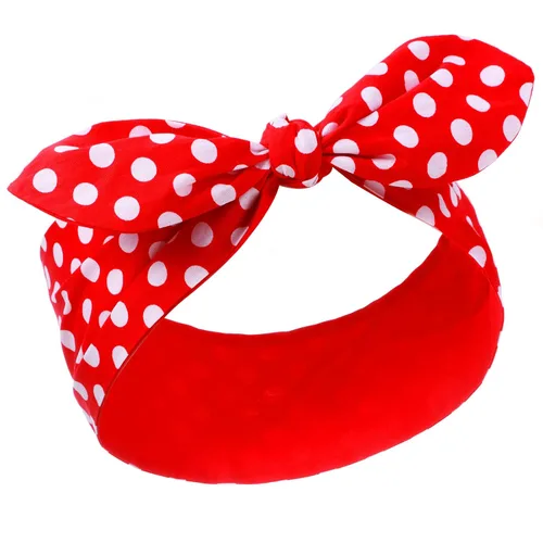 Miniatura 10 de Hicarer Diadema de lunares negros con lazo, bandana vintage con alambre, accesorios para el cabello retro de los años 50, diadema con alambre