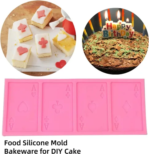 Miniatura 8 de Moldes de silicona para tarjetas de póquer, molde de silicona para hornear, moldes de silicona para alimentos, utensilios para hornear para pastel