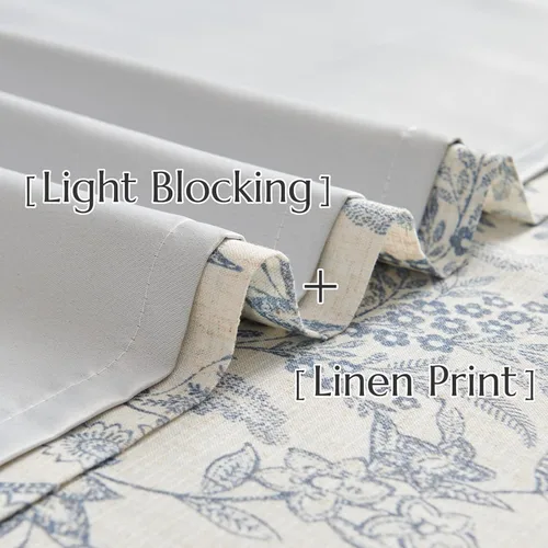Miniatura 3 de Lazzzy Cortinas de lino de estilo granja con flores azules de 63 pulgadas de largo, con lengüeta trasera, para sala de estar y dormitorio, estampado