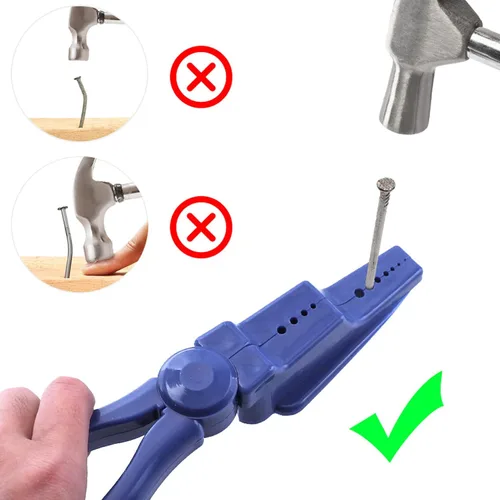 Miniatura 4 de Soporte de uñas portátil para clavos, alicates para martillar, clavar, soporte para martillar, protector de dedos ABS, guía protectora de uñas