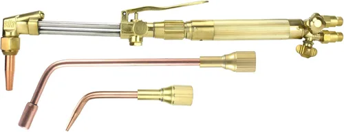 SÜA - Antorcha de oxicombustible resistente compatible con Harris con válvulas de retención + punta de corte + punta de soldadura + punta de