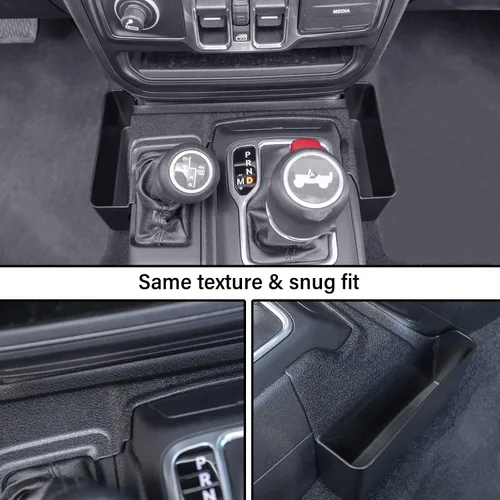 Miniatura 7 de Bandeja organizadora de palanca de cambios de consola central compatible con Jeep Wrangler JL/JLU 2018-2023 2024 2025 2026 y Jeep Gladiator JT Truck