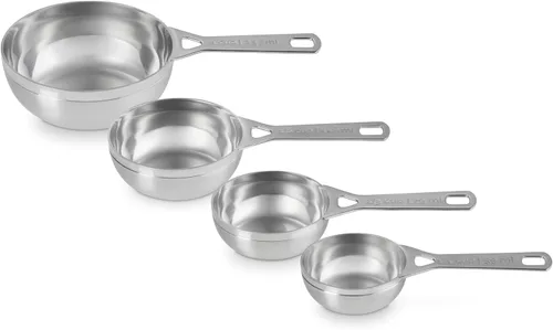 Miniatura 3 de Le Creuset Tazas medidoras de acero inoxidable, juego de 4 El juego incluye: 1/4, 1/3, 1/2 y 1 tazas