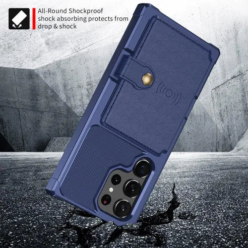 Miniatura 3 de Wefor Funda para Samsung Galaxy S23 Ultra - Funda tipo cartera con bolsillos para tarjetas de piel sintética para Samsung Galaxy S23 Ultra 2023 Azul