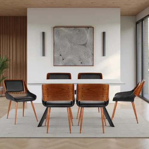Miniatura 15 de Armen Living Silla de comedor Panda en tela gris y acabado de madera de nogal, 25 pulgadas de profundidad x 20 pulgadas de ancho x 31 pulgadas