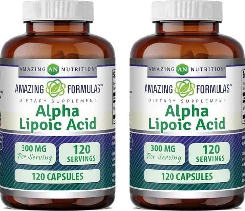 Miniatura 4 de Amazing Formulas - Suplemento de cápsulas de ácido alfa lipoico de 300 mg, sin OMG, sin gluten, fabricado en Estados Unidos (60 unidades)