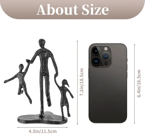 Miniatura 7 de Regalos de cumpleaños para papá de Sziqiqi - Estatua de hierro de amor entre padre e hijo, escultura para decoración del día del padre, boda