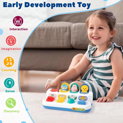 Miniatura 4 de Montessori - Juguete de causa y efecto de 6 a 12 meses, juguete de bebé con botón que hace saltar animales, juguetes sensoriales interactivos