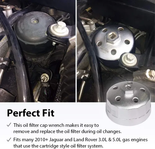 Miniatura 2 de FIRSTINFO F3546LR Llave para filtro de aceite de 9/32" de 90.2mm con 15 ranuras, compatible con Land Rover y Jaguar - Compatible con motores a gas