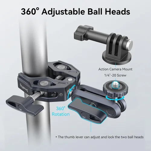 Miniatura 6 de SMALLRIG Abrazadera de montaje para cámara, brazo mágico de cabeza esférica y adaptador para Gopro, soporte para monitor de cámara con orificios