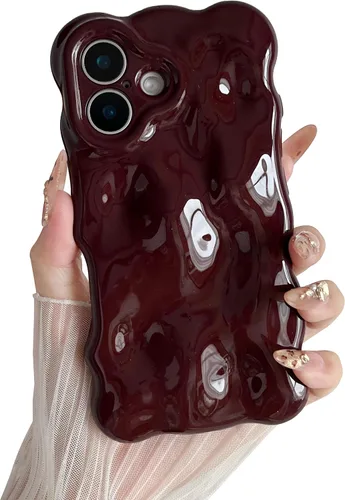 Miniatura 100 de XIZYO Funda para iPhone 13 de 6.1 pulgadas, bonito patrón de ondas, estético, 3D, rizado, ondulado, chapado en purpurina, para mujeres y niñas, Azul