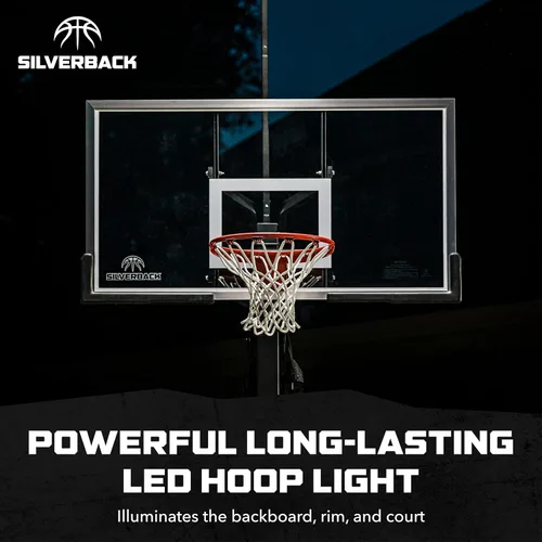 Miniatura 2 de Silverback La luz LED de aro de baloncesto ilumina el tablero, el borde y la cancha y se adapta a los aros cuadrados Silverback y Goaliath