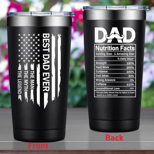 Miniatura 5 de Grifarny Best Dad Ever Gifts – Regalo para el Día del Padre – Regalos de Navidad para papás de parte de hija, hijo, vaso de 20 onzas