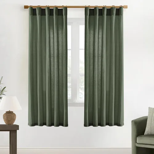 Miniatura 81 de XTMYI - Cortinas transparentes de 54 pulgadas de largo, juego de 2 paneles para baño, cortinas cortas de lino y algodón con semi privacidad