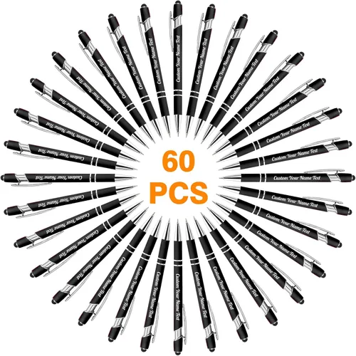 Miniatura 106 de Bolígrafo personalizado, 1 unidad, bolígrafo personalizado con logotipo de mensaje de nombre comercial grabado, lápiz digital de tinta negra suave