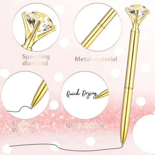 Miniatura 3 de Leinuosen 50 bolígrafos de diamantes a granel con cristal para despedida de soltera, bolígrafos de metal brillante con tinta negra para despedida