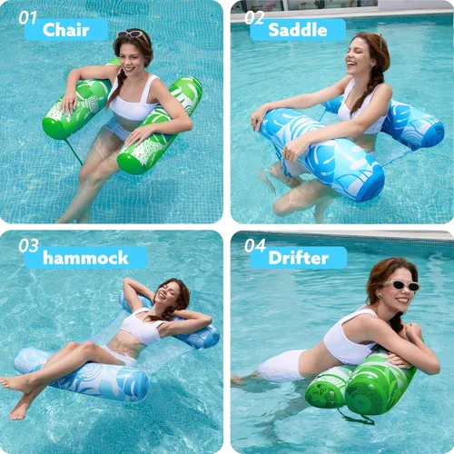 Miniatura 3 de SLOOSH 2 Packs Hammock Pool Floats Adults, 4-in-1 Multi-Purpose Inflatable Pool Floats PVC Water Hammock Lounge Floaties