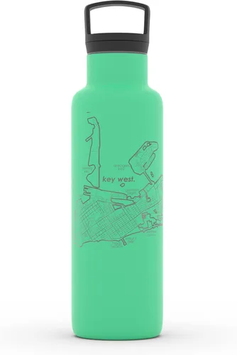 Miniatura 122 de Well Told Botella de agua aislada con mapa de Washington DC grabado, botella de acero inoxidable grabada (21 onzas, blanco) botella aislada de mapa