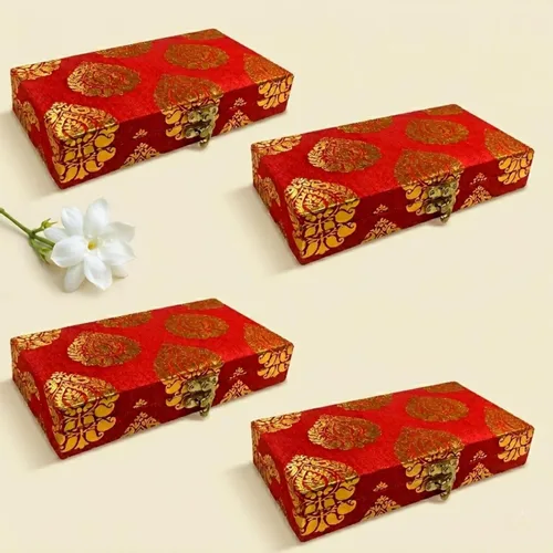 Miniatura 12 de LOVENSPIRE Caja organizadora de viaje de brocado, 4 unidades, cajas de regalo para bodas indias musulmanas paquistaníes punjabi, recuerdo de Nikah