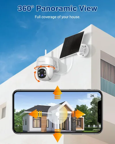 Miniatura 2 de Septekon Cámaras de seguridad PTZ inalámbricas de 360° para exteriores, cámaras solares alimentadas por batería para vigilancia del hogar, cámara