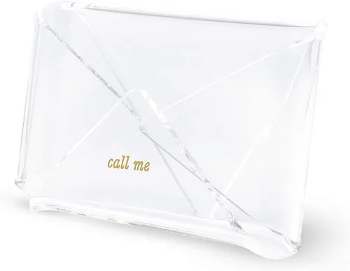 kate spade new york Tarjetero para mujer, elegante organizador de tarjetas de visita de acrílico transparente para escritorio, Call Me