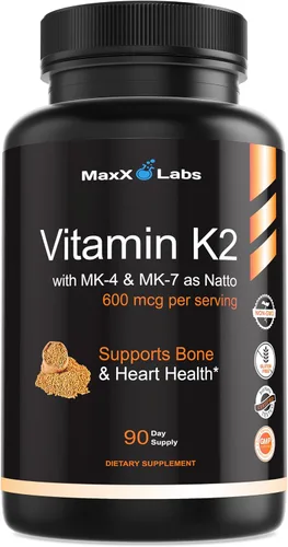 Suplementos de vitamina K2 – Vitamina K2 de espectro completo MK7, MK4 y calcio – Vitamina K de alta resistencia funciona con vitamina D3 K2 5000 UI
