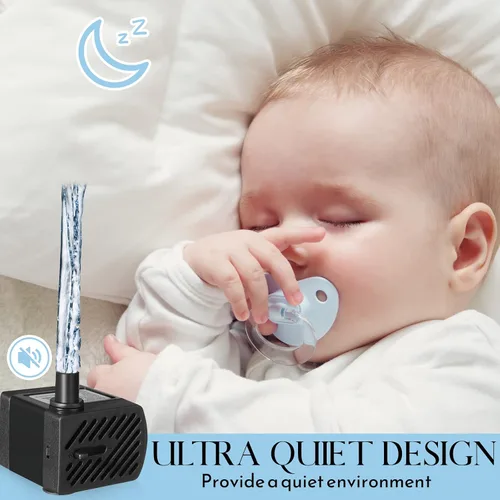 Miniatura 5 de Lounsweer 6 unidades de bomba de fuente pequeña 50gph mini bomba de agua sumergible con tubo de 3.3 pies 3W silenciosa fuente de agua bombas