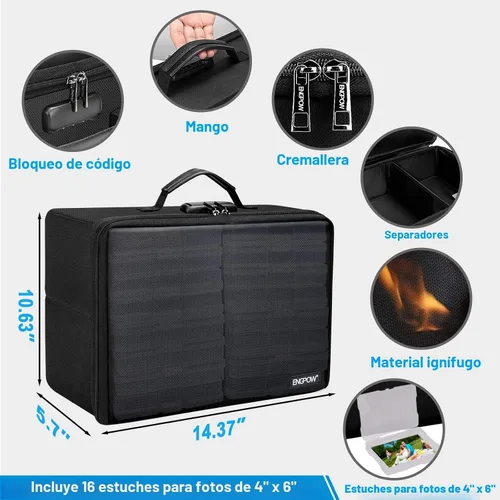 Miniatura 4 de ENGPOW Caja de almacenamiento de fotos a prueba de fuego con 16 estuches interiores de 4 x 6 pulgadas (transparente), organizador de cajas de fotos