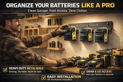Miniatura 2 de Soporte de batería de metal compatible con DeWalt de 20 V, 60 V, 12 V, soporte de pared para batería, organizador de montaje en pared