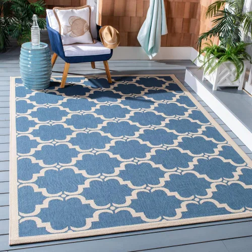Miniatura 17 de SAFAVIEH Alfombra lavable al aire libre Courtyard Collection - 9 x 12 pies, beige y terracota, no desprende pelusa y fácil limpieza, ideal