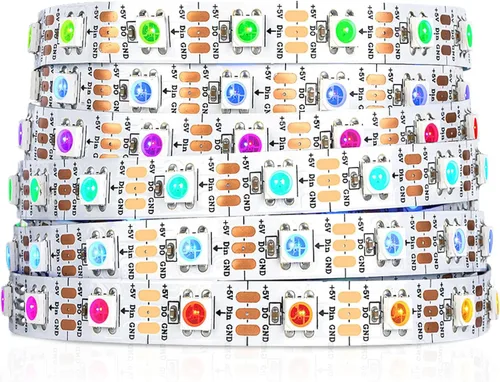 Miniatura 21 de SEZO WS2812B ECO Tira de luz LED 16.4 pies/5M 60 LED/m 300 píxeles, direccionable individualmente, programable, 5050SMD, RGB, aleación, cables Negro
