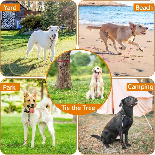 Miniatura 6 de XiaZ Cable de amarre para perros, cadenas de perro resistentes para exteriores con gancho con bloqueo, cables de cable para patio y perros pequeños