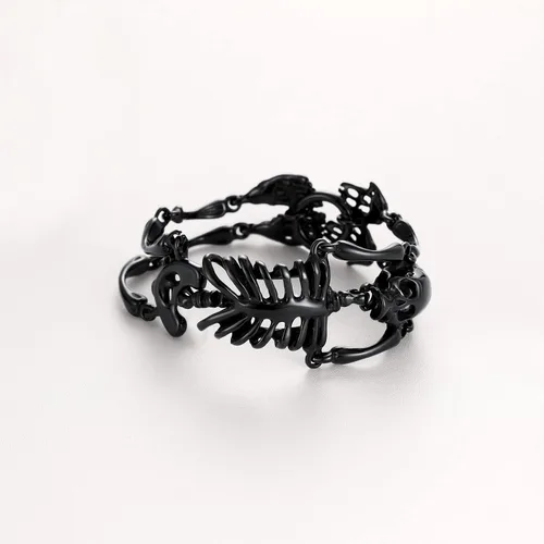 Miniatura 45 de U7 Pulseras góticas de calavera para hombres y mujeres, acero inoxidable, chapado en oro de 18 quilates, plata, negro, punk, esqueleto punk