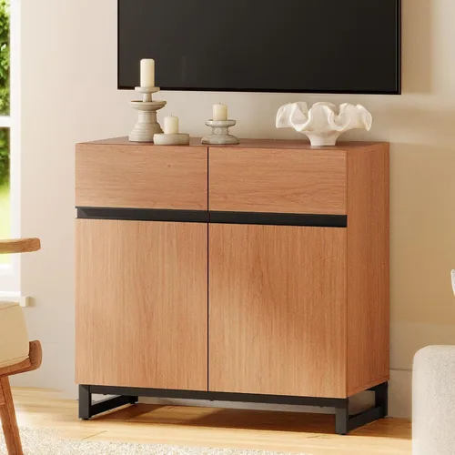 Miniatura 22 de Wampat Moderno soporte de TV para televisores de 100 pulgadas, consola central de entretenimiento 3 en 1 con estantes ajustables y base de metal
