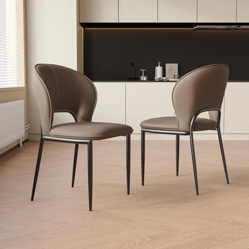 Miniatura 7 de Juegos de sillas de comedor modernas (2/4/6/8-PSC), sillas de cocina de piel sintética con respaldo, sillas laterales de cocina sin brazos, salas