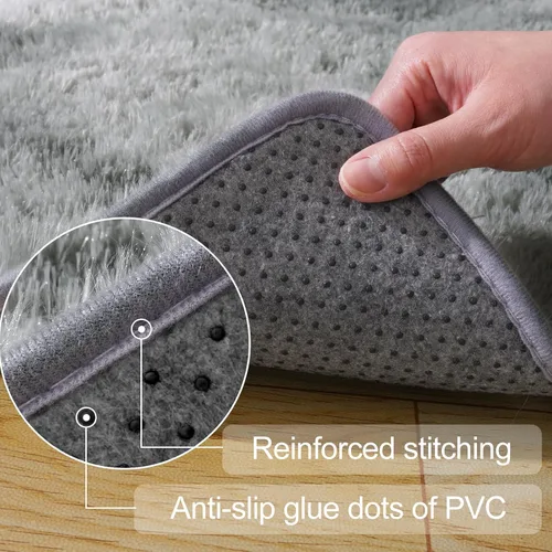 Miniatura 3 de qulint Alfombras de área de 5 x 7 pies para sala de estar, alfombra suave y esponjosa para dormitorio, alfombra de habitación de niños grandes, Gris