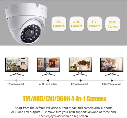 Miniatura 7 de Real HD Cámara de seguridad de vigilancia CCTV analógica de 5 MP coaxial TVI CVI, ángulo de visión amplio de 0.110 in 100°, visión nocturna IR de 65