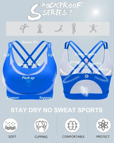 Miniatura 136 de Brasieres deportivos para mujer, con relleno, tipo camiseta sin mangas, sexis, con espalda cruzada, de alto impacto, largos, ideales para practicar