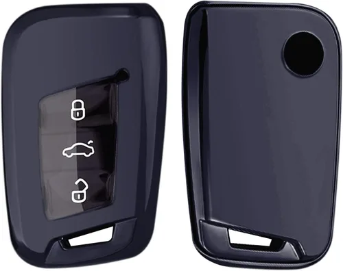 Miniatura 5 de Xotic Tech - Carcasa para llavero de TPU color morado y negro, compatible con Volkswagen Arteon Atlas Golf Alltrack Jetta Passat Tiguan Skoda Kodiaq