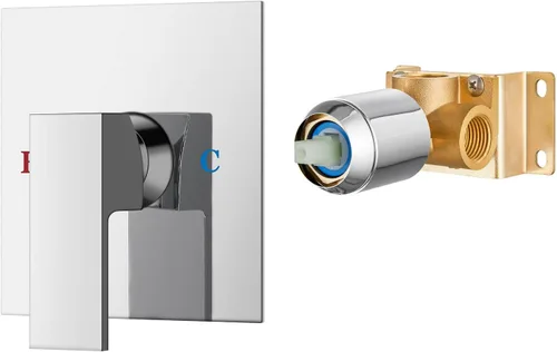 Miniatura 11 de Airuida Kit de Acabado de Válvula de Ducha de Una Sola Manija – Válvula de Instalación Empotrada de Latón para Montaje en Pared con Conexión