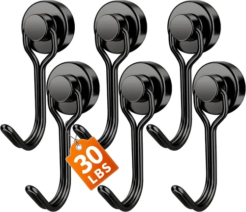 Miniatura 7 de FINDMAG Ganchos magnéticos giratorios de 60 libras, paquete de 4 ganchos magnéticos de neodimio resistentes, ganchos magnéticos fuertes para colgar